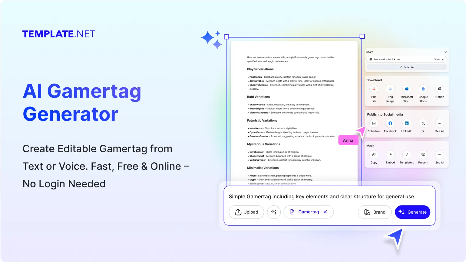 Free AI Gamertag Generator, Free Gamertag Maker Online